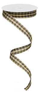 5/8"x10yd Primitive Gingham Check, Black/Tan  MY41