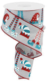 2.5"x10yd Elf Hats And Legs On Royal Burlap, Grey/White/Red/Turquoise  OC23