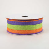 1.5"x10yd 3 Color 3 In 1 Royal Burlap, Purple/Lime Green/Orange  BT10