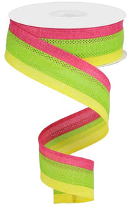 1.5"x10yd 3 Color 3 In 1 Royal Burlap, Yellow/Lime/Hot Pink  FF94