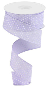 1.5"x10yd Raised Swiss Dots On Royal Burlap, Light Lavender/White  MA21
