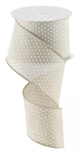 2.5"x10yd Raised Swiss Dots On Royal Burlap, Natural/White  FF86