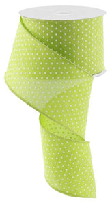 2.5"x10yd Raised Swiss Dots On Royal Burlap, Lime Green/White  FF15 - KRINGLE DESIGNS