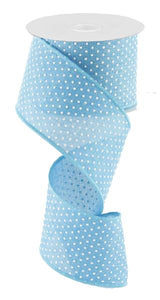 2.5"x10yd Raised Swiss Dots On Royal Burlap, Turquoise/White  MA16 - KRINGLE DESIGNS