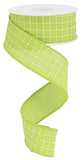 1.5"x10yd Raised Stitched Squares On Royal Burlap, Lime Green/White  MA18