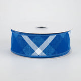 1.5"x10yd Plaid Check On Royal Burlap, Royal Blue/White  B55