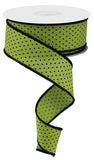1.5"X10YD Raised Swiss Dots On Royal, Lime Green/Black - KRINGLE DESIGNS