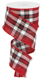 2.5"x10yd Woven Plaid, Red/Black/White  O2