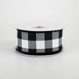 1.5"x10yd Striped Check On Royal Burlap, Black/White  OC27