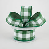 1.5"x10yd Striped Check On Royal Burlap, Emerald Green/White  NV12