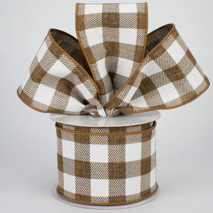 2.5"x10yd Striped Check On Royal Burlap, Brown/White  OC28