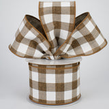 2.5"x10yd Striped Check On Royal Burlap, Brown/White  OC28