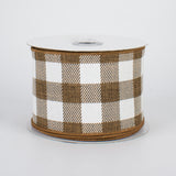 2.5"x10yd Striped Check On Royal Burlap, Brown/White  OC28