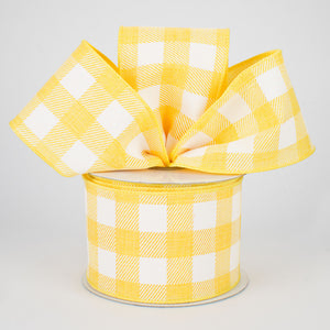 2.5"x10yd Striped Check On Royal Burlap, Yellow/White  OC31