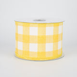 2.5"x10yd Striped Check On Royal Burlap, Yellow/White  OC31
