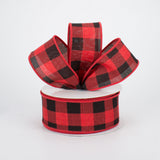 1.5"X10YD Plaid Check On Royal, Red/Black - KRINGLE DESIGNS