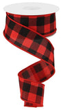 1.5"X10YD Plaid Check On Royal, Red/Black - KRINGLE DESIGNS