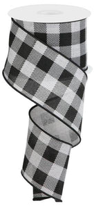 2.5"x10yd Plaid Check On Royal Burlap, Light Grey/Black  FF9