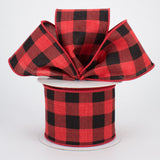 2.5"x10yd Plaid Check On Royal Burlap, Black/Red  AP18