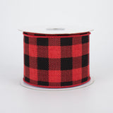 2.5"x10yd Plaid Check On Royal Burlap, Black/Red  AP18
