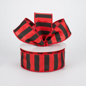1.5"X10yd Medium Horizontal Stripe On Royal, Red/Black - KRINGLE DESIGNS