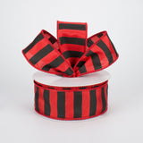 1.5"X10yd Medium Horizontal Stripe On Royal, Red/Black - KRINGLE DESIGNS