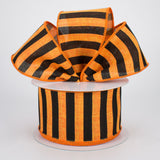 2.5"x10yd Medium Horizontal Stripe On Royal Burlap, Orange/Black  OC38