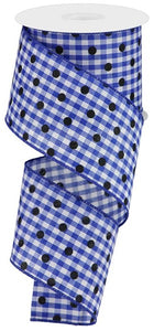 2.5"x10yd Polka Dot Gingham, Royal Blue/White/Black  BT7