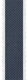 1.5"x10yd Raised Swiss Dots On Royal Burlap w/Lace, Navy Blue/White  MY45