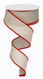1.5"X10yd Royal Burlap, Natural/Red Edge - KRINGLE DESIGNS