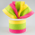 2.5"x10yd 3 Color 3 In 1 Royal Burlap, Yellow/Lime/Hot Pink  FF94