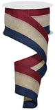 2.5"x10yd 3 Color 3 In 1 Royal Burlap, Burgundy/Beige/Navy  JY2