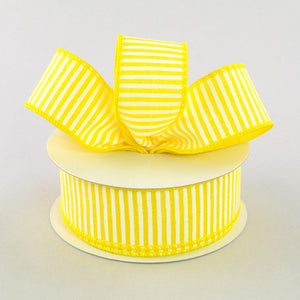 1.5"X10yd Horizontal Stripes On Royal, Yellow/White - KRINGLE DESIGNS