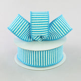 1.5"x10yd Horizontal Stripes On Royal Burlap, Turquoise/White  MA28