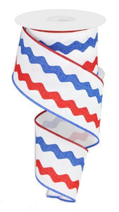 2.5"x10yd Ricrac, White/Red/Blue  AP19