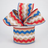 2.5"x10yd Ricrac, Light Tan/Red/White/Blue  MA28