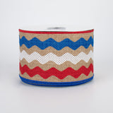 2.5"x10yd Ricrac, Light Tan/Red/White/Blue  MA28