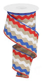 2.5"x10yd Ricrac, Light Tan/Red/White/Blue  MA28