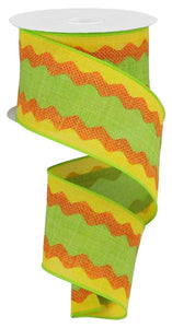 2.5"x10yd 3-In-1 Ricrac On Royal Burlap, Lime/Orange/Yellow  B83