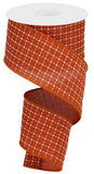 2.5"x10yd Raised Stitched Squares On Royal Burlap, Rust/Cream  B200