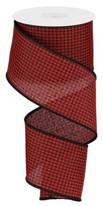 2.5"x10yd Mini Check Gingham Ribbon, Red/Black S19