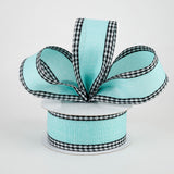 1.5"x10yd Royal Burlap Gingham Edge, Ice Blue/Black/White  AP12