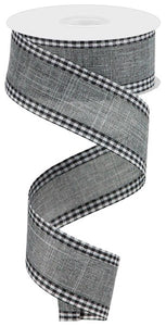 1.5"x10yd Royal Burlap Gingham Edge, Grey/Black/White  J54