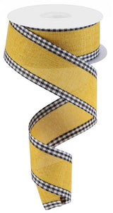 1.5"x10yd Royal Burlap Gingham Edge, Dark Mustard/Black/White  B67