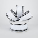 1.5"x10yd Royal Burlap Gingham Edge, White/Black  B77