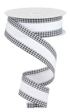 1.5"x10yd Royal Burlap Gingham Edge, White/Black  B77