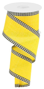 2.5"x10yd Royal Burlap w/Gingham Edge, Sun Yellow/Black/White  J41