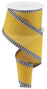 2.5"x10yd Royal Burlap w/Gingham Edge, Dark Mustard/White  B66