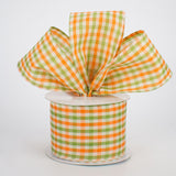 2.5"x10yd Woven Gingham Check, Orange/Moss/Ivory  B8