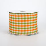 2.5"x10yd Woven Gingham Check, Orange/Moss/Ivory  B8